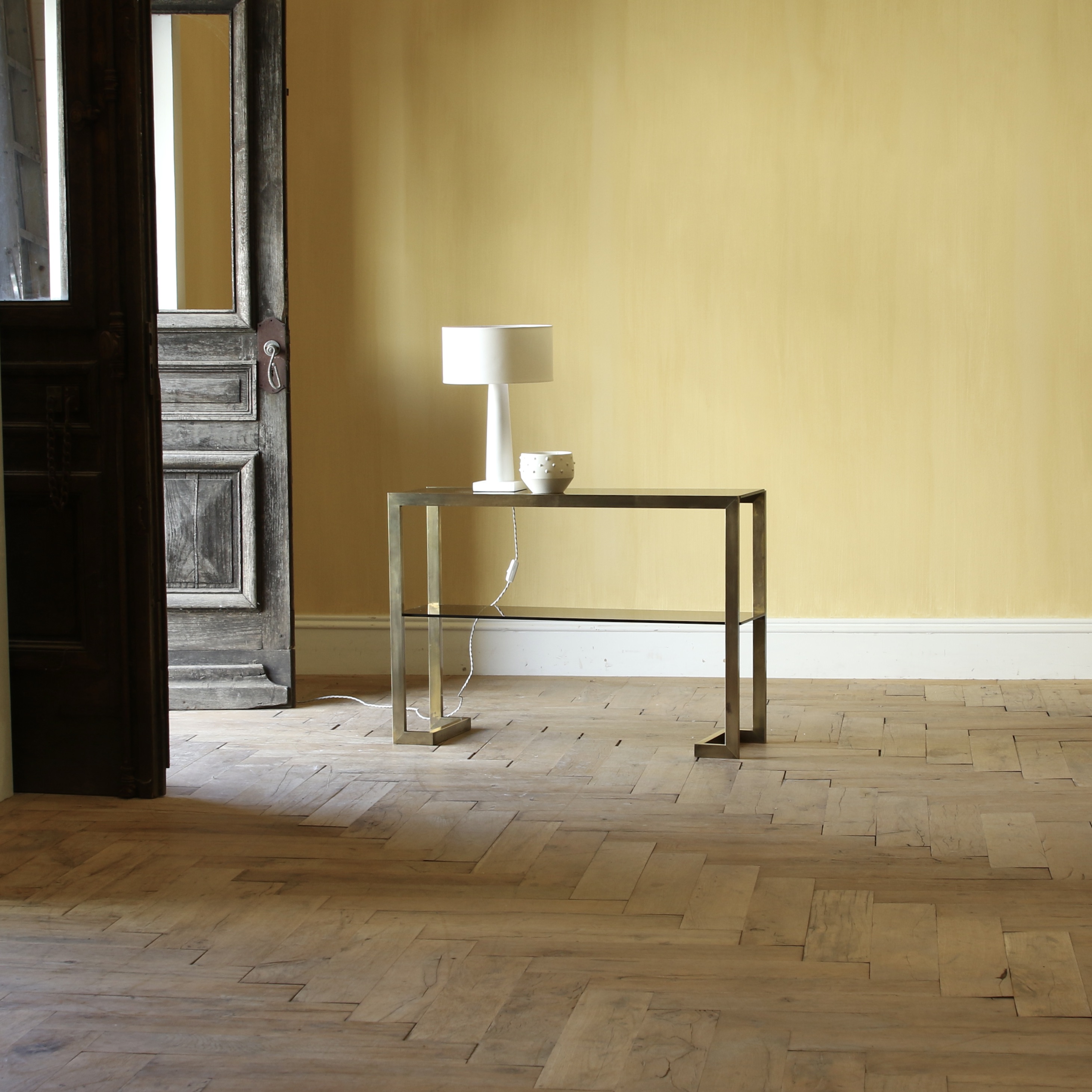 153-81 - Brass Console with Smoked Glass